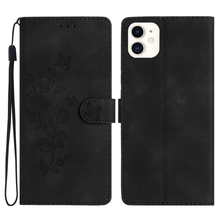 Flower Butterfly Embossing Pattern Leather Phone Case