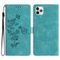 Flower Butterfly Embossing Pattern Leather Phone Case