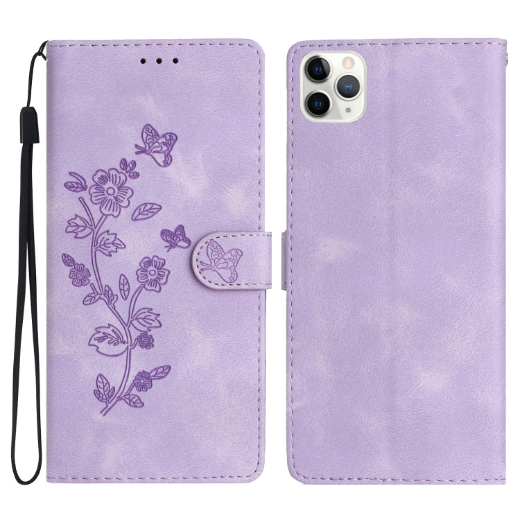 Flower Butterfly Embossing Pattern Leather Phone Case
