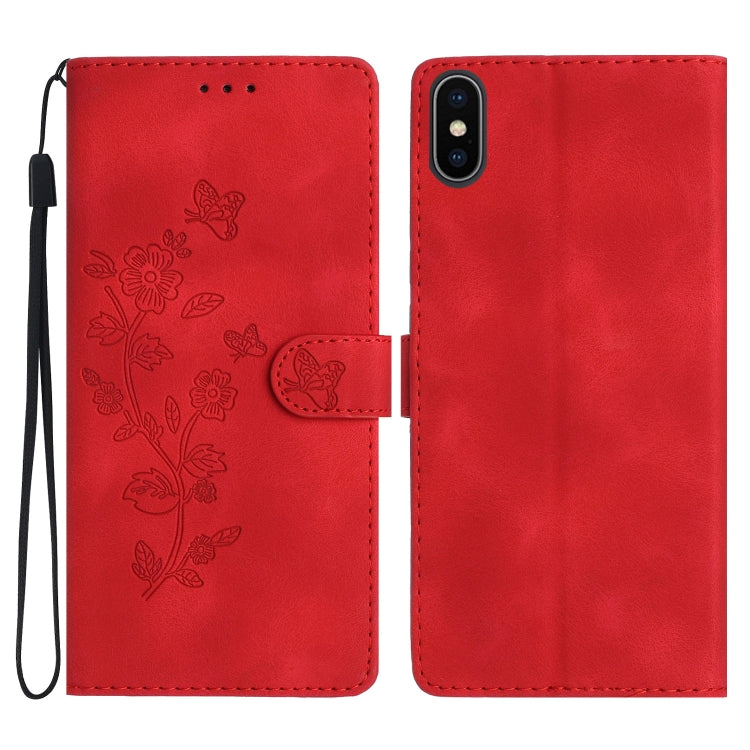 Flower Butterfly Embossing Pattern Leather Phone Case