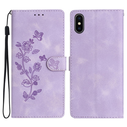Flower Butterfly Embossing Pattern Leather Phone Case