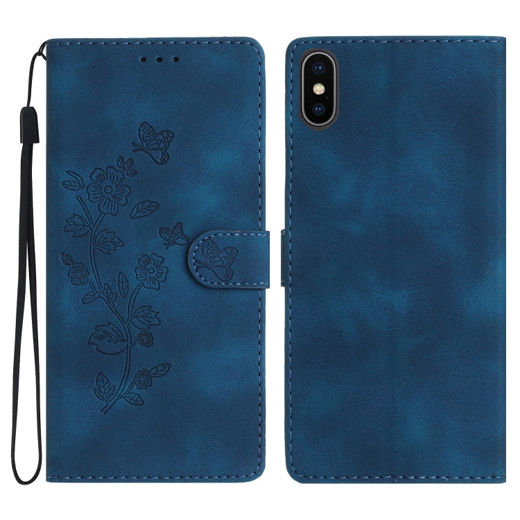 Flower Butterfly Embossing Pattern Leather Phone Case