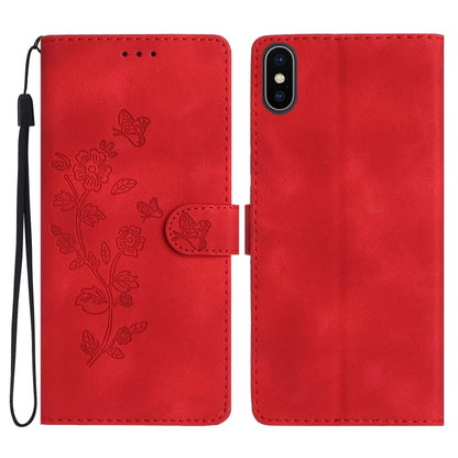Flower Butterfly Embossing Pattern Leather Phone Case