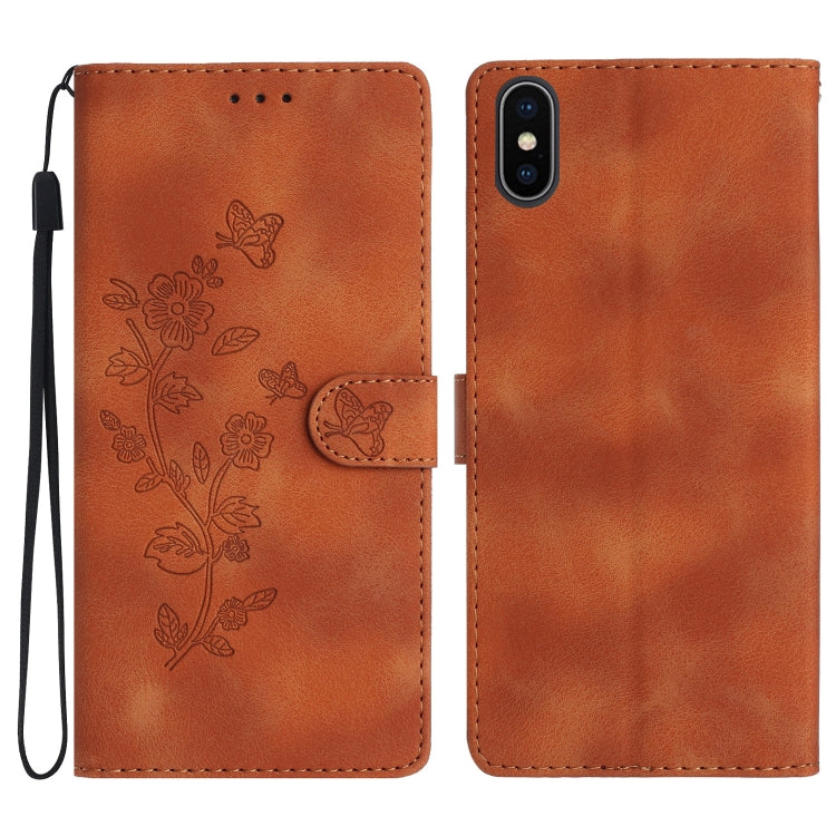 Flower Butterfly Embossing Pattern Leather Phone Case