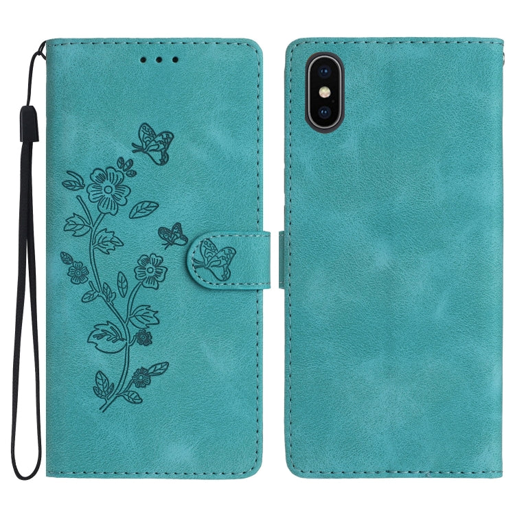 Flower Butterfly Embossing Pattern Leather Phone Case