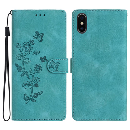 Flower Butterfly Embossing Pattern Leather Phone Case