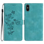 Flower Butterfly Embossing Pattern Leather Phone Case