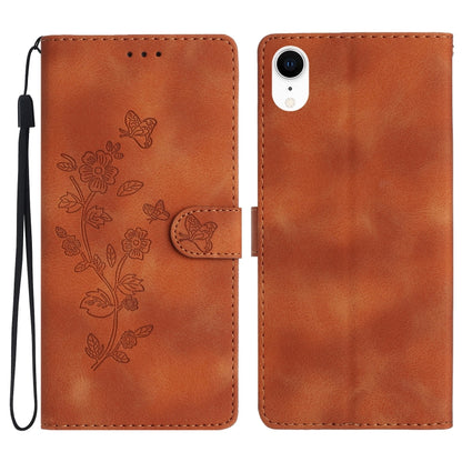 Flower Butterfly Embossing Pattern Leather Phone Case