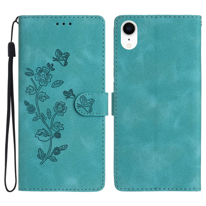 Flower Butterfly Embossing Pattern Leather Phone Case
