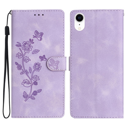Flower Butterfly Embossing Pattern Leather Phone Case