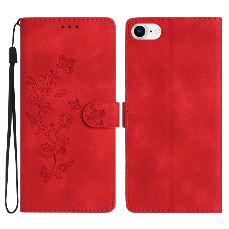 Flower Butterfly Embossing Pattern Leather Phone Case