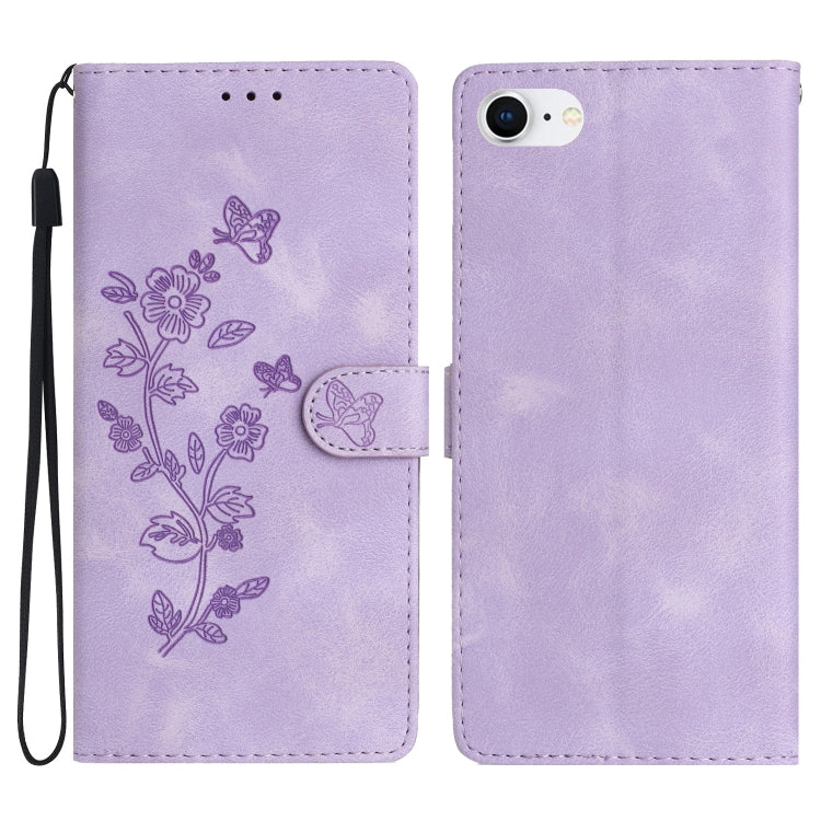 Flower Butterfly Embossing Pattern Leather Phone Case