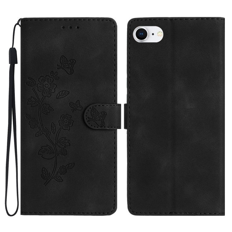 Flower Butterfly Embossing Pattern Leather Phone Case