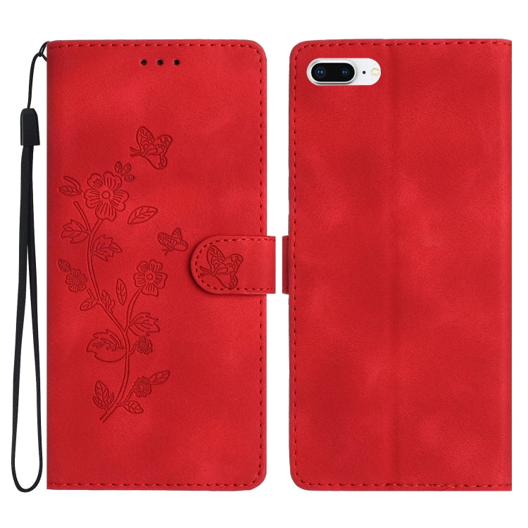 Flower Butterfly Embossing Pattern Leather Phone Case
