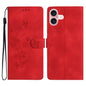 Flower Butterfly Embossing Pattern Leather Phone Case, For iPhone Air, For iPhone 16 Pro Max, For iPhone 16 Pro, For iPhone 16 Plus