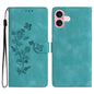 Flower Butterfly Embossing Pattern Leather Phone Case, For iPhone Air, For iPhone 16 Pro Max, For iPhone 16 Pro, For iPhone 16 Plus