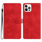 Flower Butterfly Embossing Pattern Leather Phone Case, For iPhone Air, For iPhone 16 Pro Max, For iPhone 16 Pro, For iPhone 16 Plus
