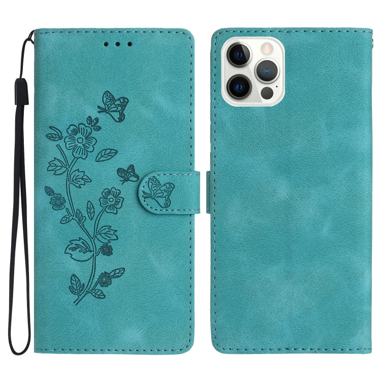 Flower Butterfly Embossing Pattern Leather Phone Case, For iPhone Air, For iPhone 16 Pro Max, For iPhone 16 Pro, For iPhone 16 Plus
