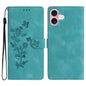 Flower Butterfly Embossing Pattern Leather Phone Case, For iPhone 16e / 17e, For iPhone 17 Pro Max, For iPhone 17 Pro, For iPhone 17