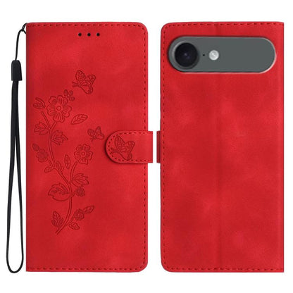 Flower Butterfly Embossing Pattern Leather Phone Case, For iPhone Air, For iPhone 16 Pro Max, For iPhone 16 Pro, For iPhone 16 Plus