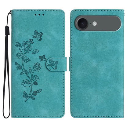 Flower Butterfly Embossing Pattern Leather Phone Case, For iPhone Air, For iPhone 16 Pro Max, For iPhone 16 Pro, For iPhone 16 Plus