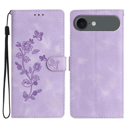 Flower Butterfly Embossing Pattern Leather Phone Case, For iPhone Air, For iPhone 16 Pro Max, For iPhone 16 Pro, For iPhone 16 Plus