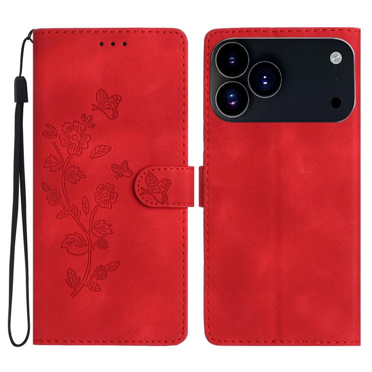 Flower Butterfly Embossing Pattern Leather Phone Case, For iPhone 18 Pro / 17 Pro, For iPhone 18 Pro Max / 17 Pro Max, For iPhone 16e / 17e, For iPhone 17