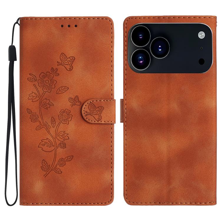 Flower Butterfly Embossing Pattern Leather Phone Case, For iPhone 18 Pro / 17 Pro, For iPhone 18 Pro Max / 17 Pro Max, For iPhone 16e / 17e, For iPhone 17