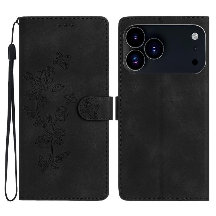 Flower Butterfly Embossing Pattern Leather Phone Case, For iPhone 18 Pro / 17 Pro, For iPhone 18 Pro Max / 17 Pro Max, For iPhone 16e / 17e, For iPhone 17
