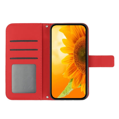 Skin Feel Sun Flower Embossed Flip Leather Phone Case with Lanyard, For iPhone 17e / 16e, For iPhone 17