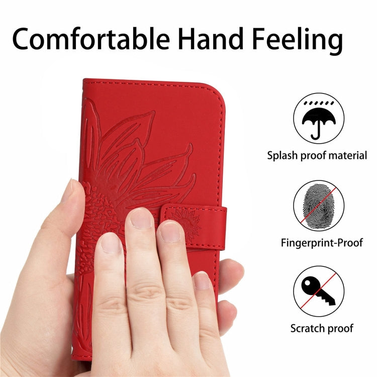 Skin Feel Sun Flower Embossed Flip Leather Phone Case with Lanyard, For iPhone 17e / 16e, For iPhone 17