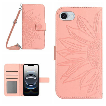 Skin Feel Sun Flower Embossed Flip Leather Phone Case with Lanyard, For iPhone 17e / 16e, For iPhone 17