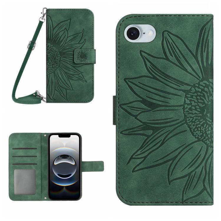 Skin Feel Sun Flower Embossed Flip Leather Phone Case with Lanyard, For iPhone 17e / 16e, For iPhone 17