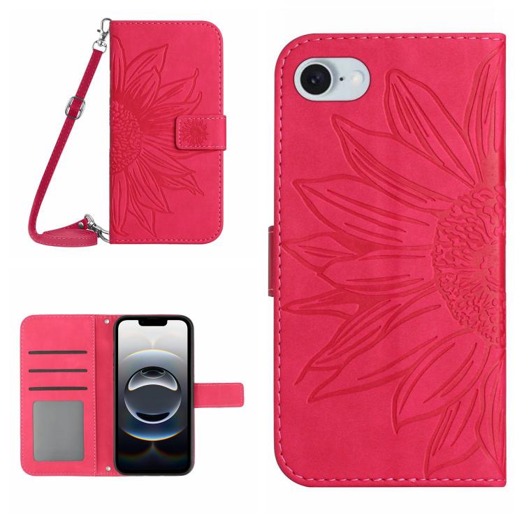 Skin Feel Sun Flower Embossed Flip Leather Phone Case with Lanyard, For iPhone 17e / 16e, For iPhone 17