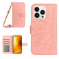 Skin Feel Sun Flower Embossed Flip Leather Phone Case with Lanyard, For iPhone 16 Pro, For iPhone 16 Plus