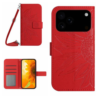 Skin Feel Sun Flower Embossed Flip Leather Phone Case with Lanyard, For iPhone 18 Pro / 17 Pro, For iPhone 18 Pro Max / 17 Pro Max