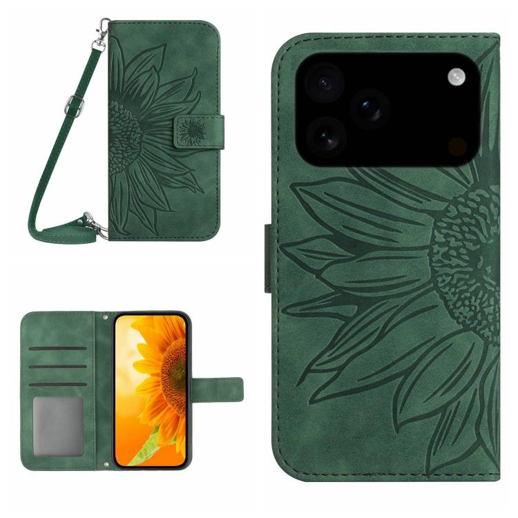 Skin Feel Sun Flower Embossed Flip Leather Phone Case with Lanyard, For iPhone 18 Pro / 17 Pro, For iPhone 18 Pro Max / 17 Pro Max
