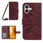 Skin Feel Sun Flower Embossed Flip Leather Phone Case with Lanyard, For iPhone 17e / 16e, For iPhone 17