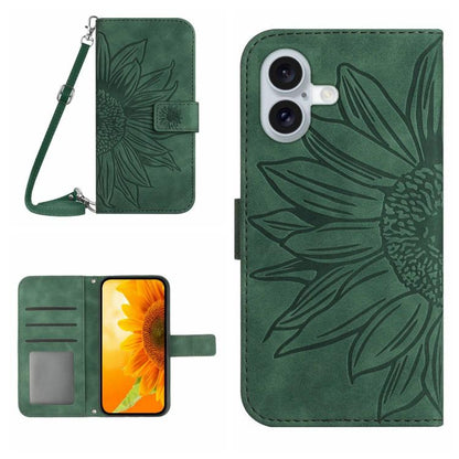 Skin Feel Sun Flower Embossed Flip Leather Phone Case with Lanyard, For iPhone 17e / 16e, For iPhone 17