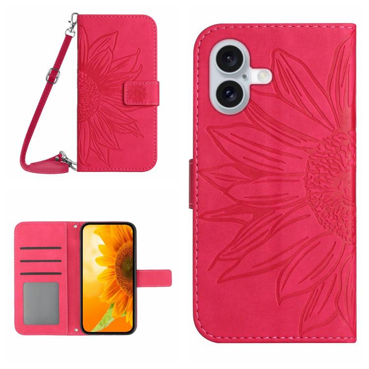 Skin Feel Sun Flower Embossed Flip Leather Phone Case with Lanyard, For iPhone 17e / 16e, For iPhone 17