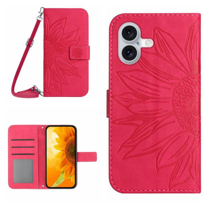 Skin Feel Sun Flower Embossed Flip Leather Phone Case with Lanyard, For iPhone 17e / 16e, For iPhone 17