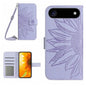 Skin Feel Sun Flower Embossed Flip Leather Phone Case with Lanyard, For iPhone Air, For iPhone 16 Pro Max