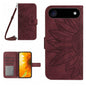 Skin Feel Sun Flower Embossed Flip Leather Phone Case with Lanyard, For iPhone Air, For iPhone 16 Pro Max