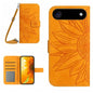 Skin Feel Sun Flower Embossed Flip Leather Phone Case with Lanyard, For iPhone Air, For iPhone 16 Pro Max