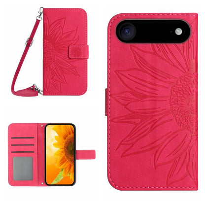 Skin Feel Sun Flower Embossed Flip Leather Phone Case with Lanyard, For iPhone Air, For iPhone 16 Pro Max