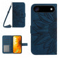 Skin Feel Sun Flower Embossed Flip Leather Phone Case with Lanyard, For iPhone Air, For iPhone 16 Pro Max
