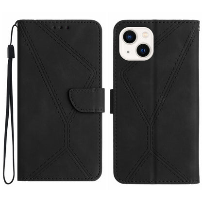 Stitching Embossed Leather Phone Case, For iPhone 15