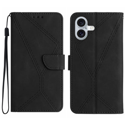 Stitching Embossed Leather Phone Case, For iPhone Air, For iPhone 16 Pro Max, For iPhone 16 Pro, For iPhone 16 Plus