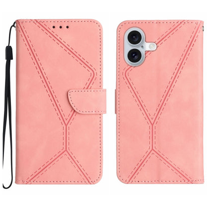 Stitching Embossed Leather Phone Case, For iPhone 16, For iPhone 15 Pro Max, For iPhone 15 Pro, For iPhone 15 Plus