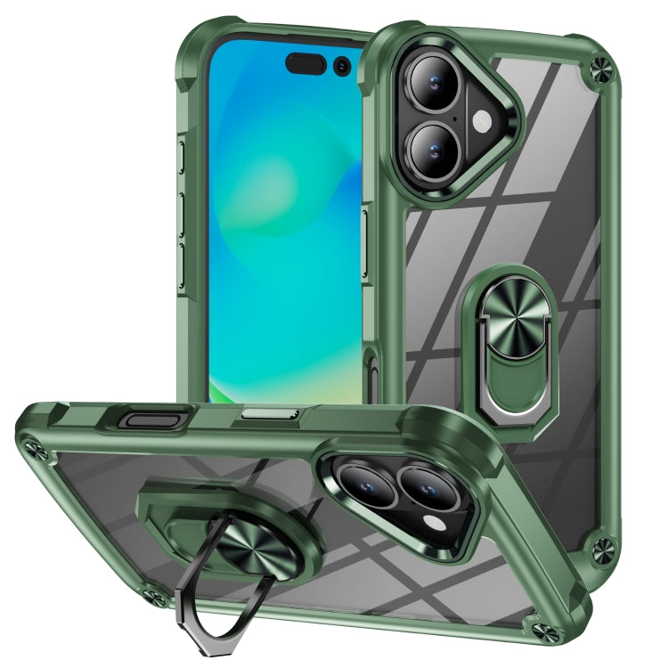 TPU + PC Lens Protection Phone Case with Ring Holder, For iPhone 16 Pro Max, For iPhone 16 Pro, For iPhone 16 Plus, For iPhone 16